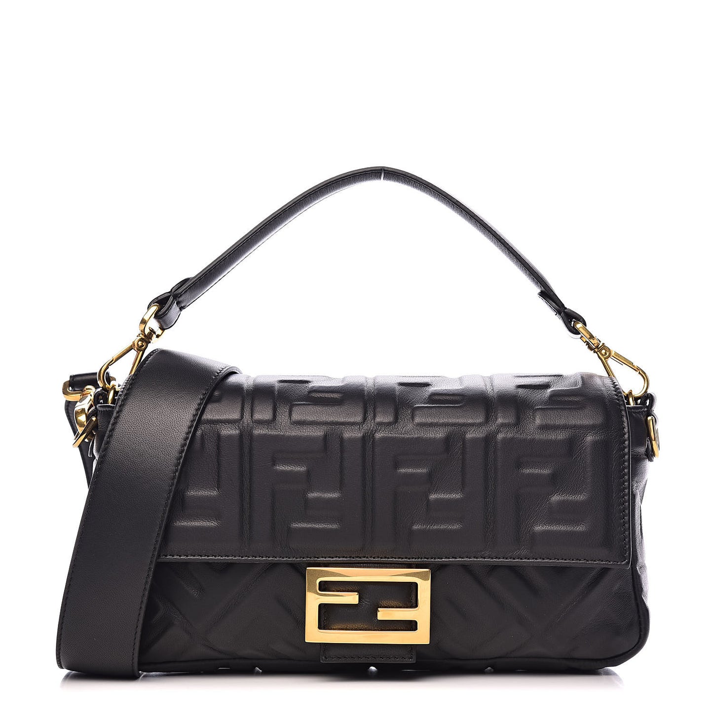 Nappa FF 1974 Embossed Baguette Black