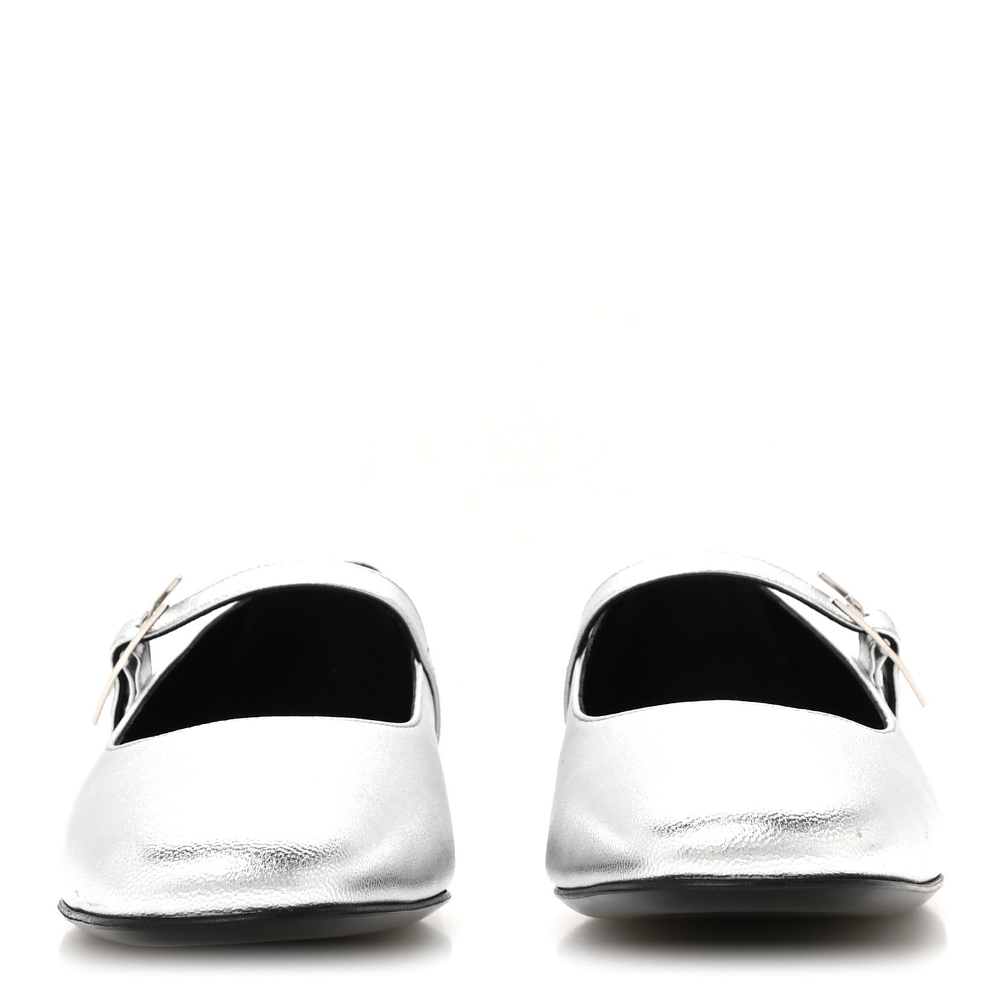 Metallic Goatskin Jane Ballet Flats 39 Gris Argente