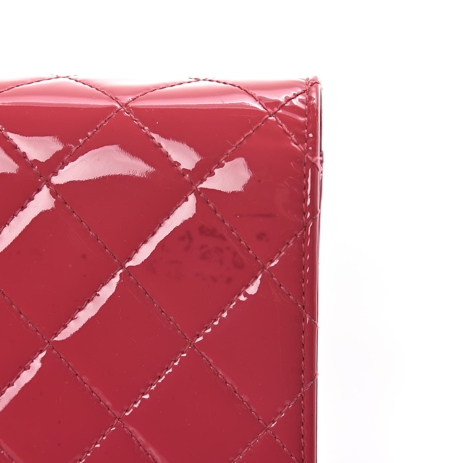 Chanel Patent Quilted Wallet On Chain WOC Dark Pink 12 of 13
