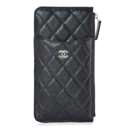 Chanel Iridescent Caviar Quilted Classic Flat Wallet Pouch Black 1 of 8