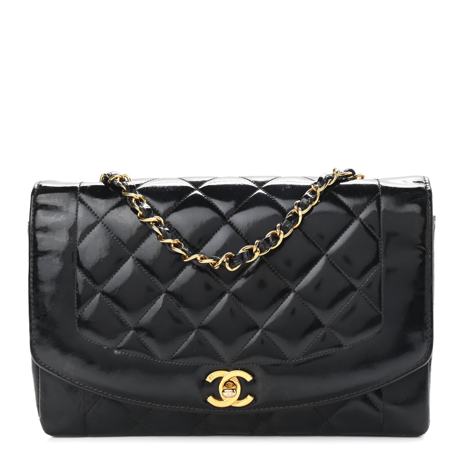 Chanel Patent Quilted Medium Single Flap Bag Black 1 of 22