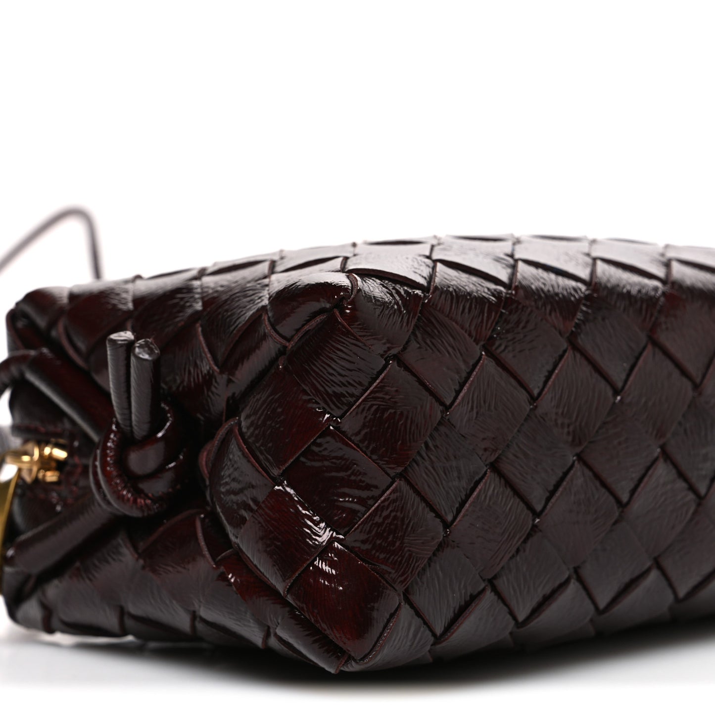 Polished Nappa Intrecciato Knot Mini Loop Camera Bag Madder Brown