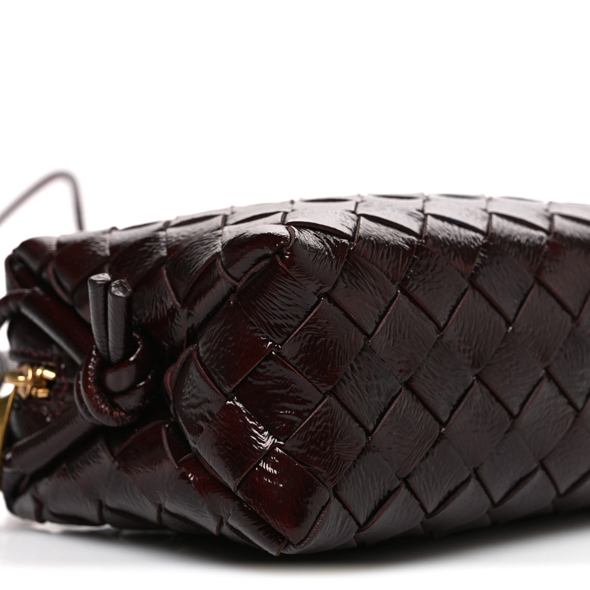 Polished Nappa Intrecciato Knot Mini Loop Camera Bag Madder Brown