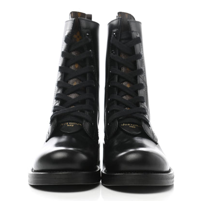 Louis Vuitton Calfskin Monogram Metropolis Flat Ranger Boots 37 Black 2 of 10