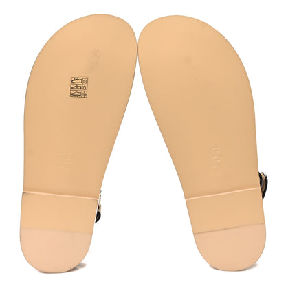 Chanel Lambskin Velcro Dad Slide Sandals 41 Beige Black 5 of 9