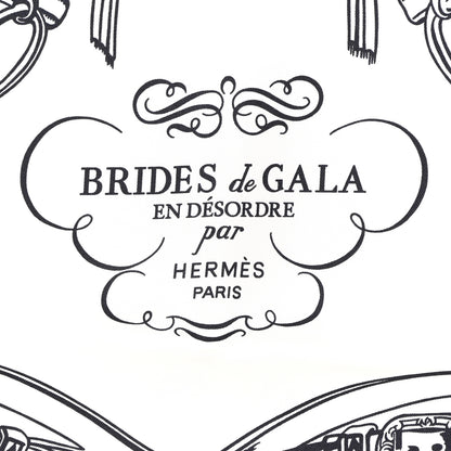 Hermes Silk Brides De Gala Brode Scarf 90 White Black 2 of 3