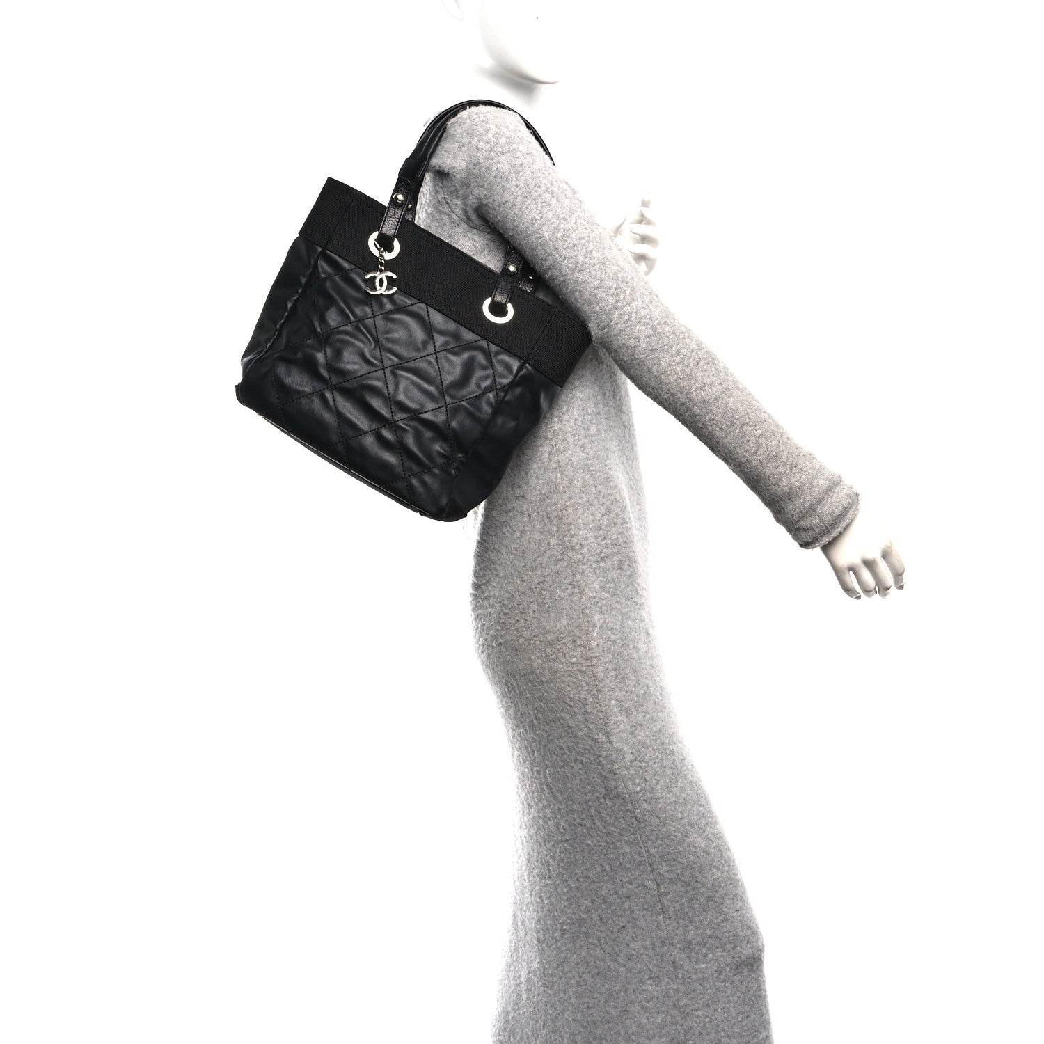 Chanel Coated Canvas Quilted Small Paris Biarritz Tote Black 2 of 10