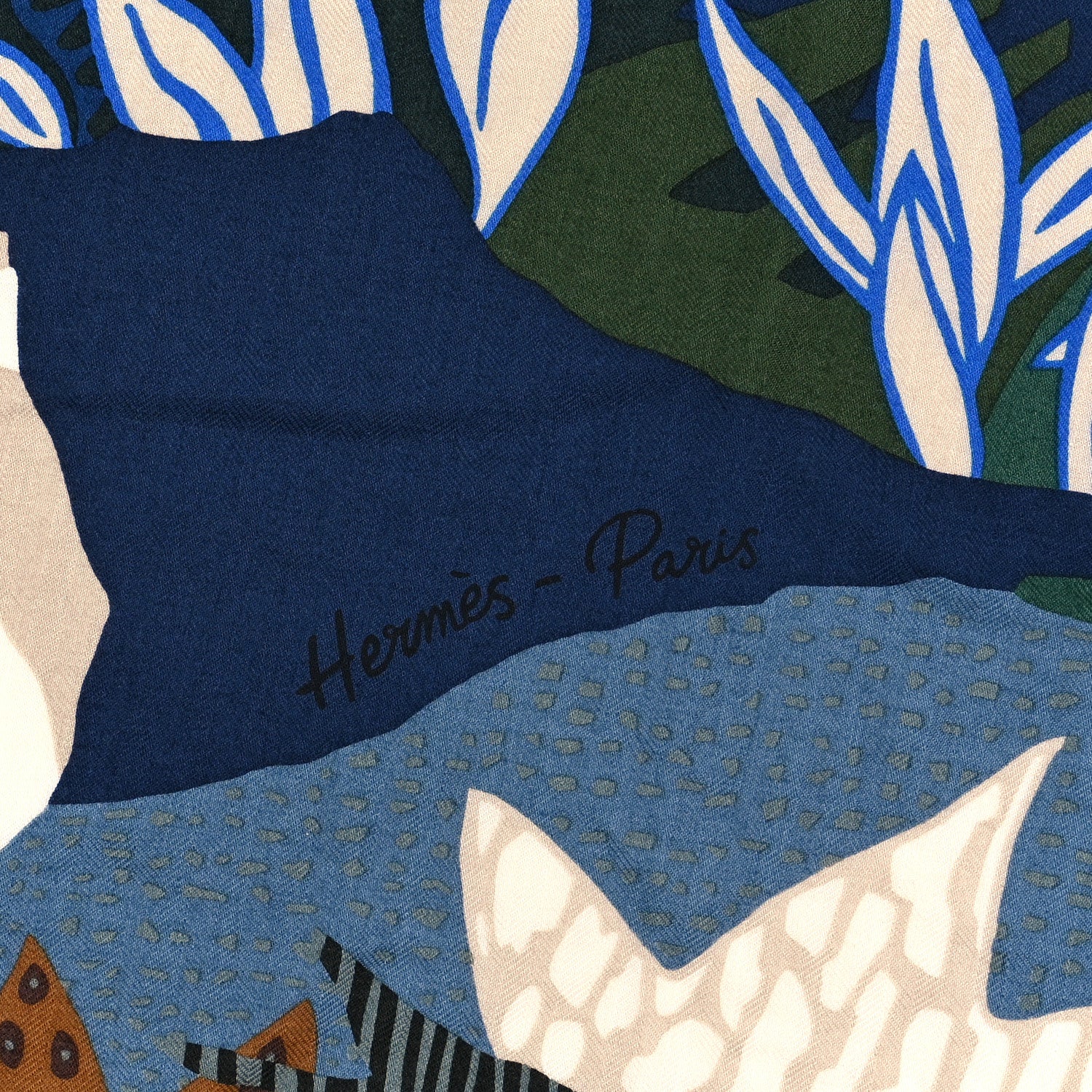 Hermes Cashmere Silk En Liberte Shawl 140 White Vert Loden Miel 4 of 6