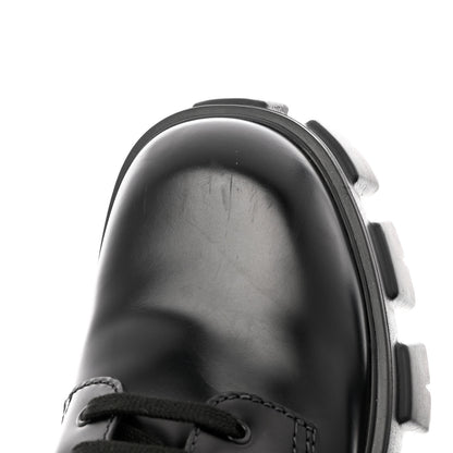 Prada Spazzolato Rois Re-Nylon Metal Triangle Logo Mens Monolith Pouch Pocket 60mm Combat Boots 10 Black 8 of 9