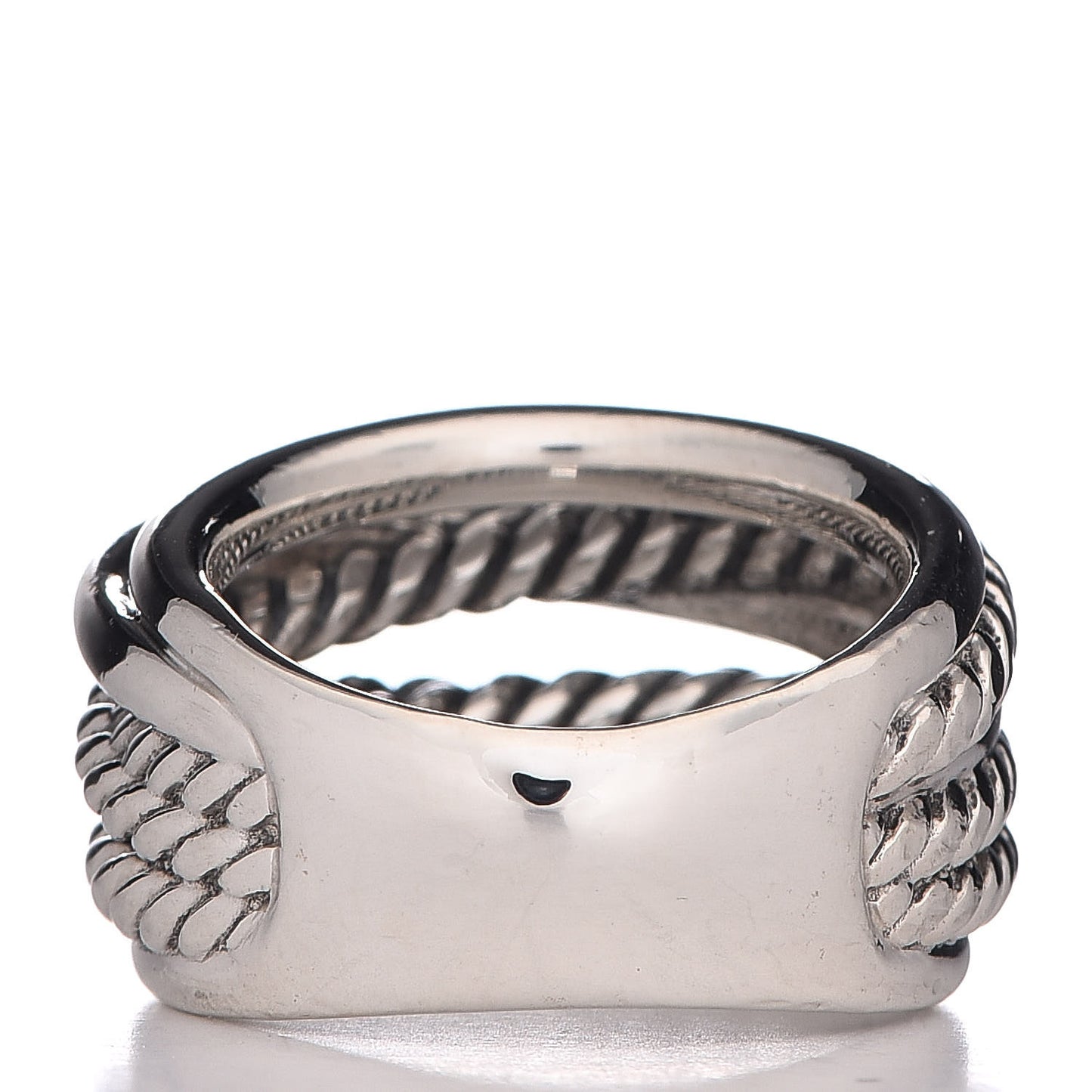 Sterling Silver 18mm Wide Crossover Cable Ring 54 6.75