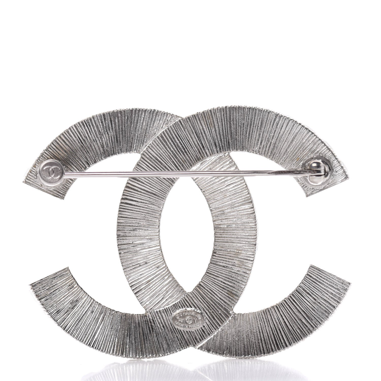 Chanel Baguette Crystal CC Brooch Silver 3 of 5