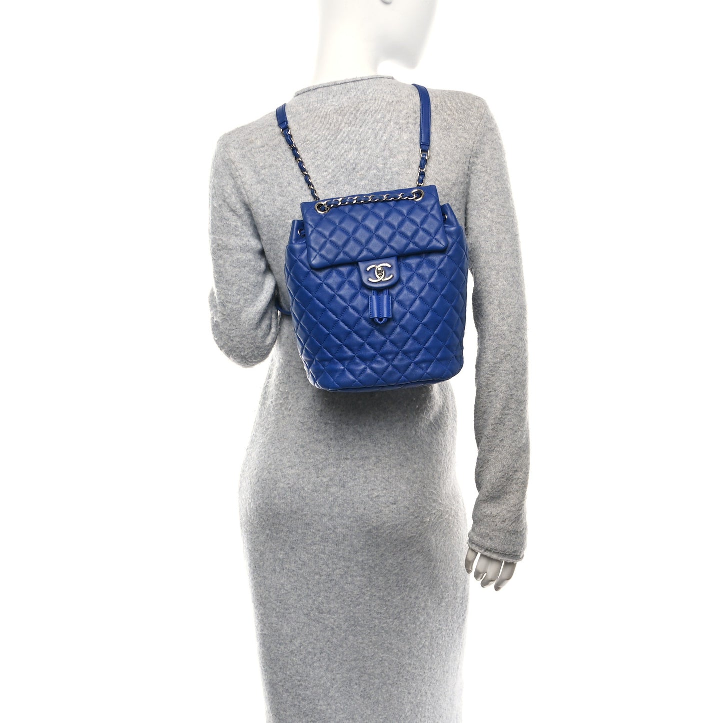 Calfskin Quilted Small Urban Spirit Backpack Blue