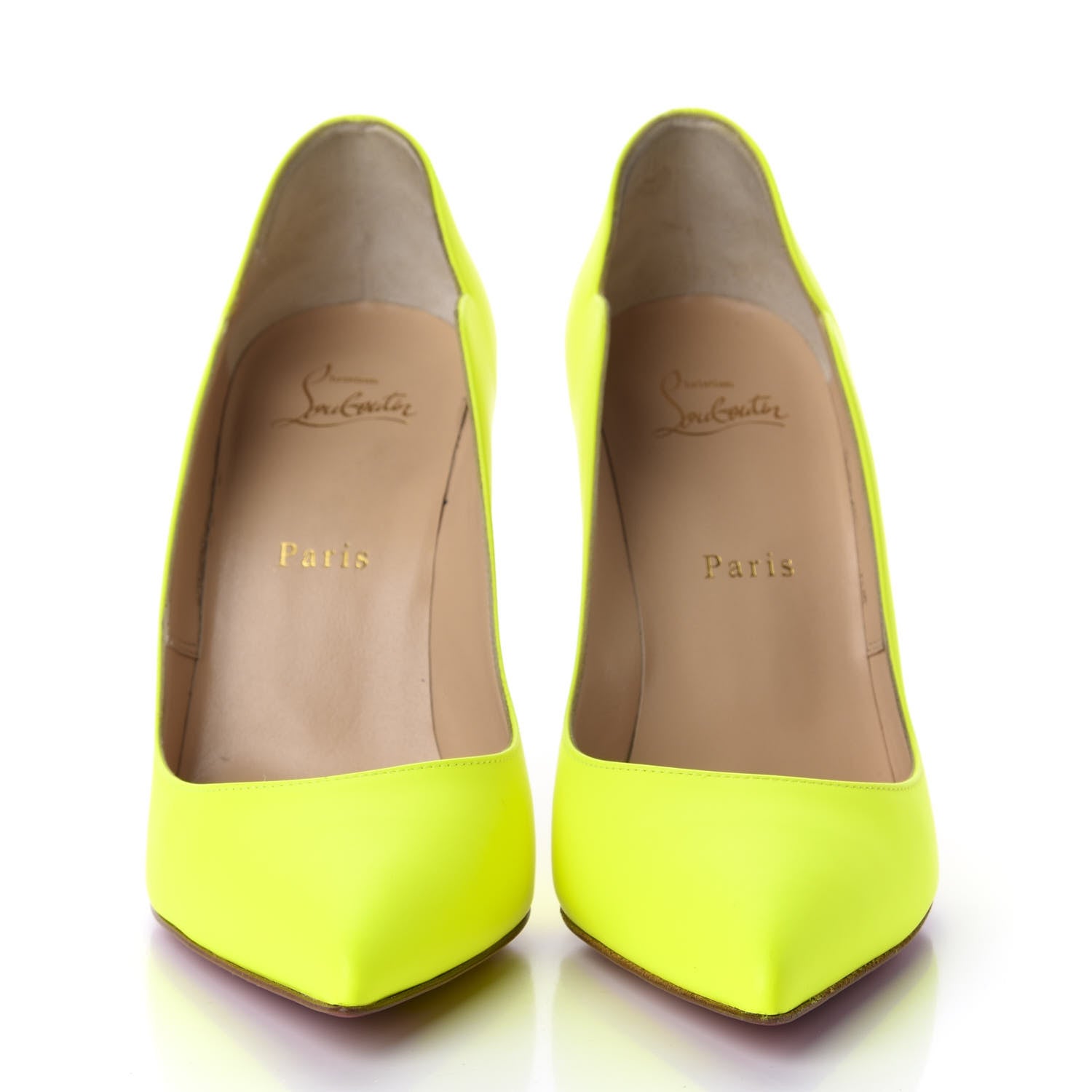 Christian Louboutin Calfskin Hot Chick 100 Pumps 38.5 Fluo 2 of 9