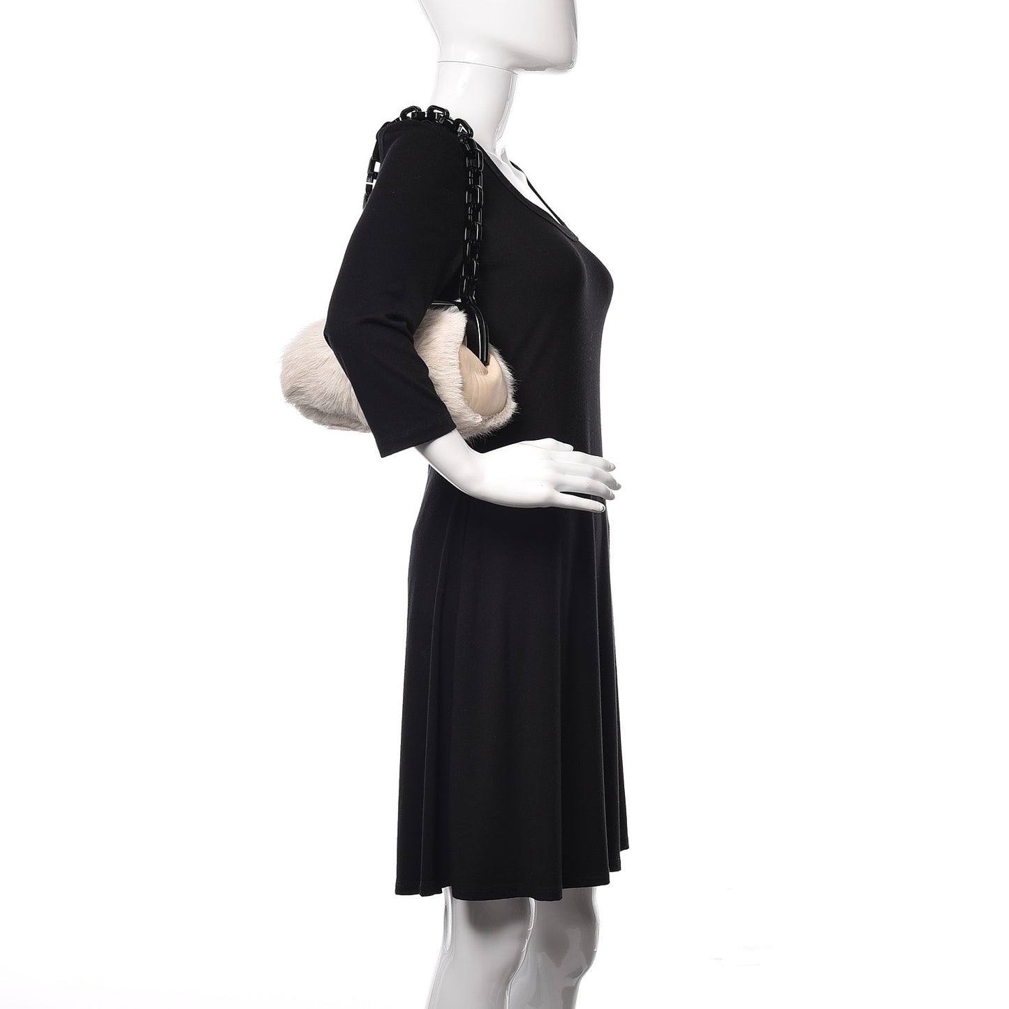 Rabbit Fur N°5 Frame Bag Beige