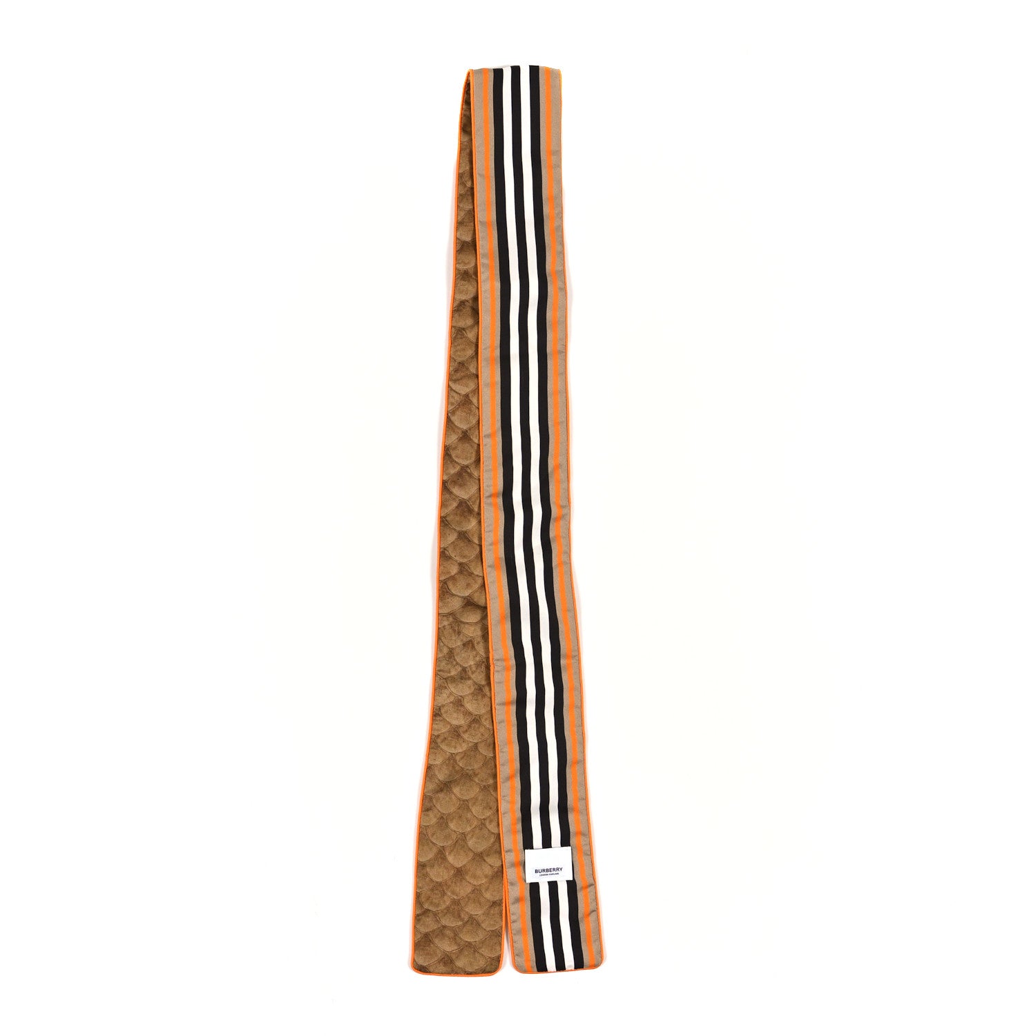 Burberry Silk Icon Stripe Scale Print Skinny Scarf Orange 2 of 3