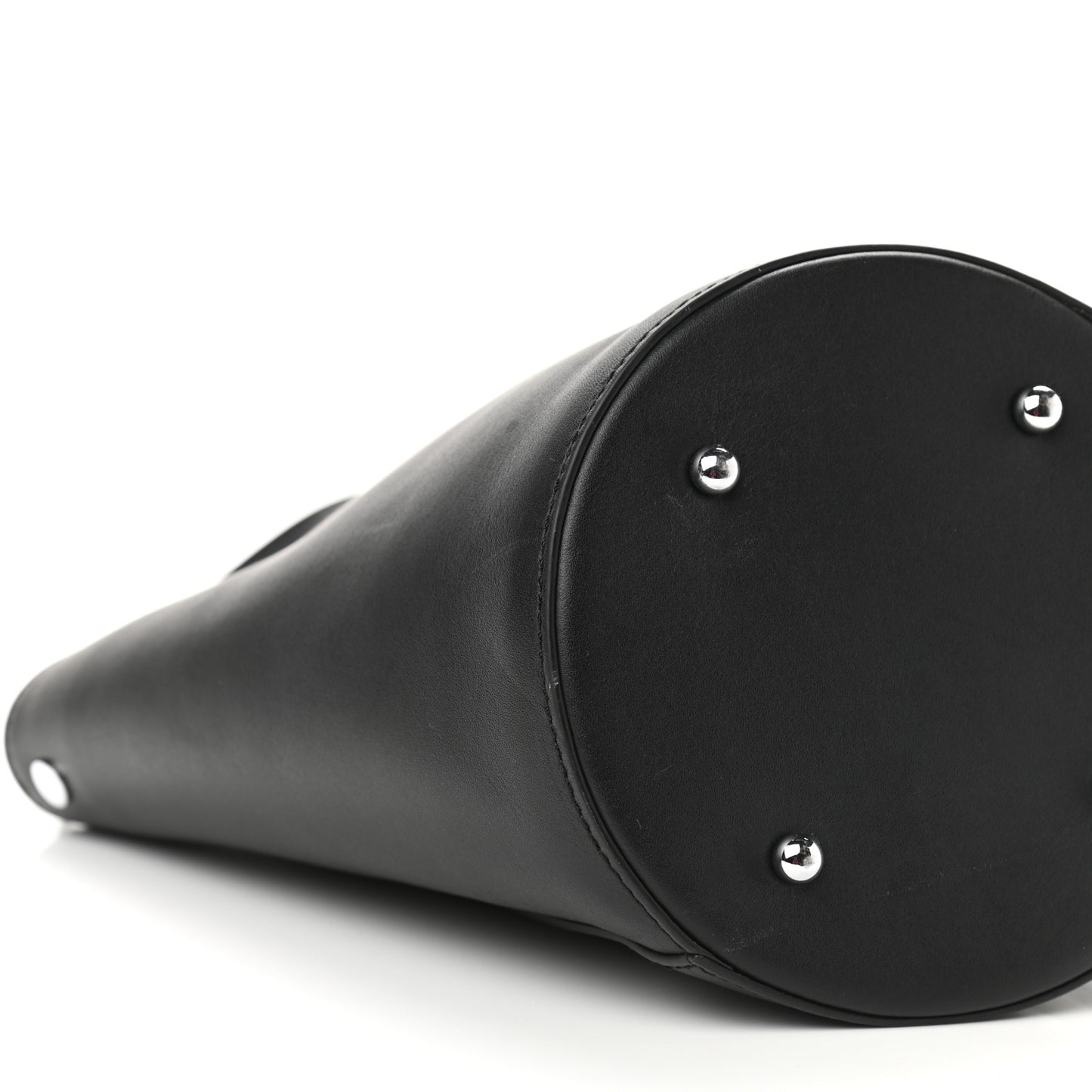 Calfskin Roxy Large Chain Bucket Black Silver Hardware