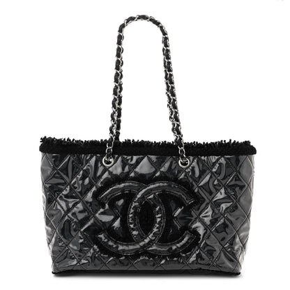 Chanel Vinyl Quilted Funny Tweed Tote Black 1 of 12