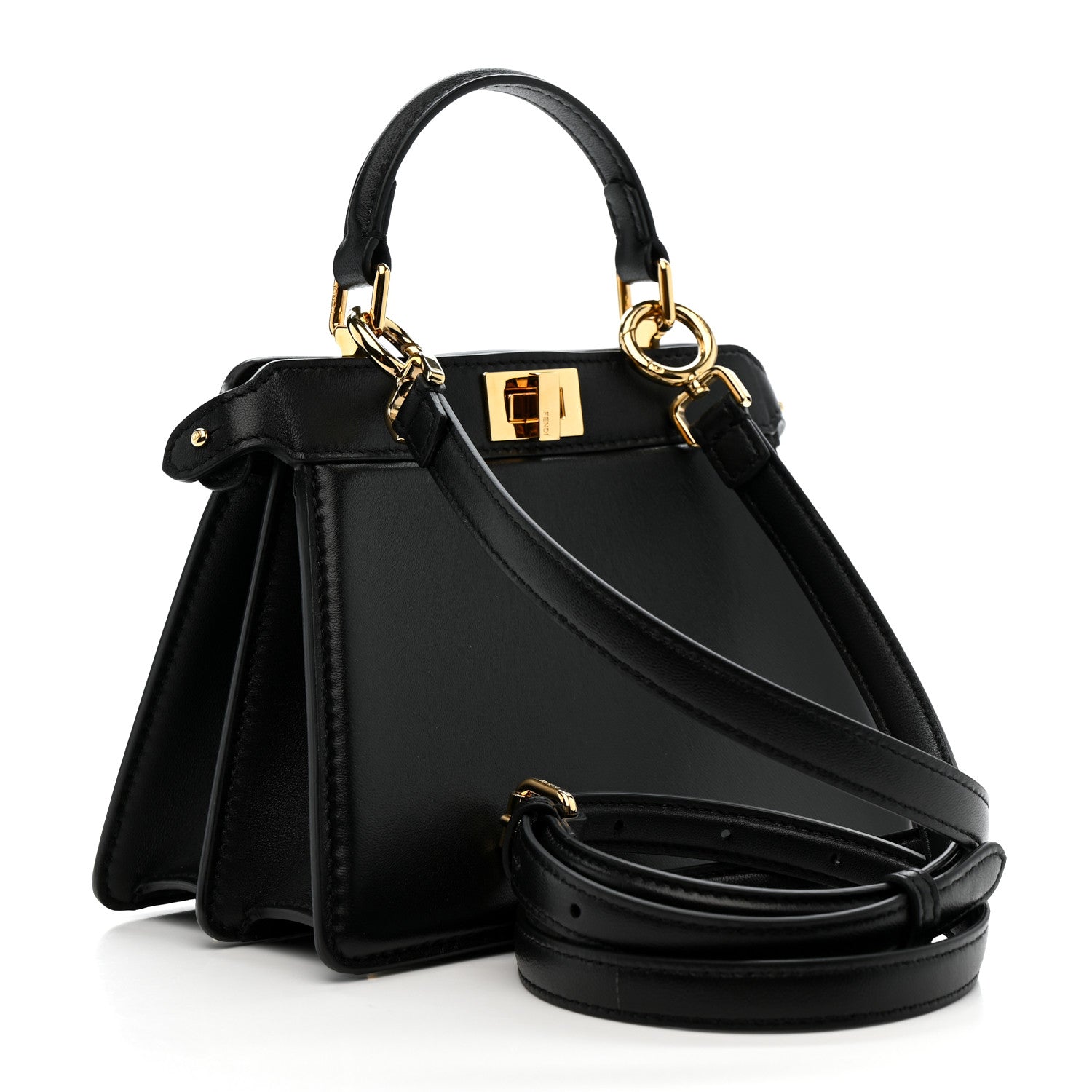 Fendi Shiny Nappa Petite Peekaboo I SEE U Satchel Black 3 of 12