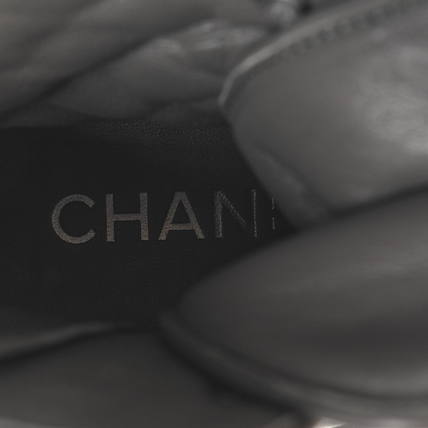Chanel Calfskin Quilted Chain Lace Up Combat Boots 36.5 Grey Black 8 of 8