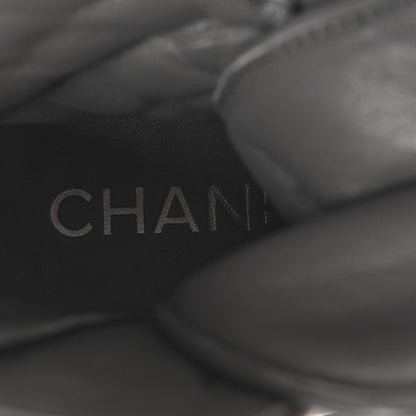 Chanel Calfskin Quilted Chain Lace Up Combat Boots 36.5 Grey Black 8 of 8