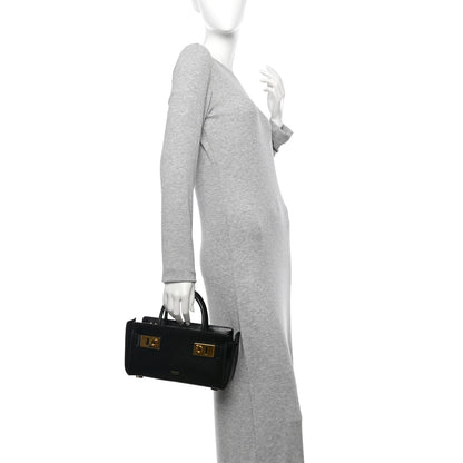 Salvatore Ferragamo Brushed Off Calfskin Small Gancini Buckles Tote Bag Black 2 of 9