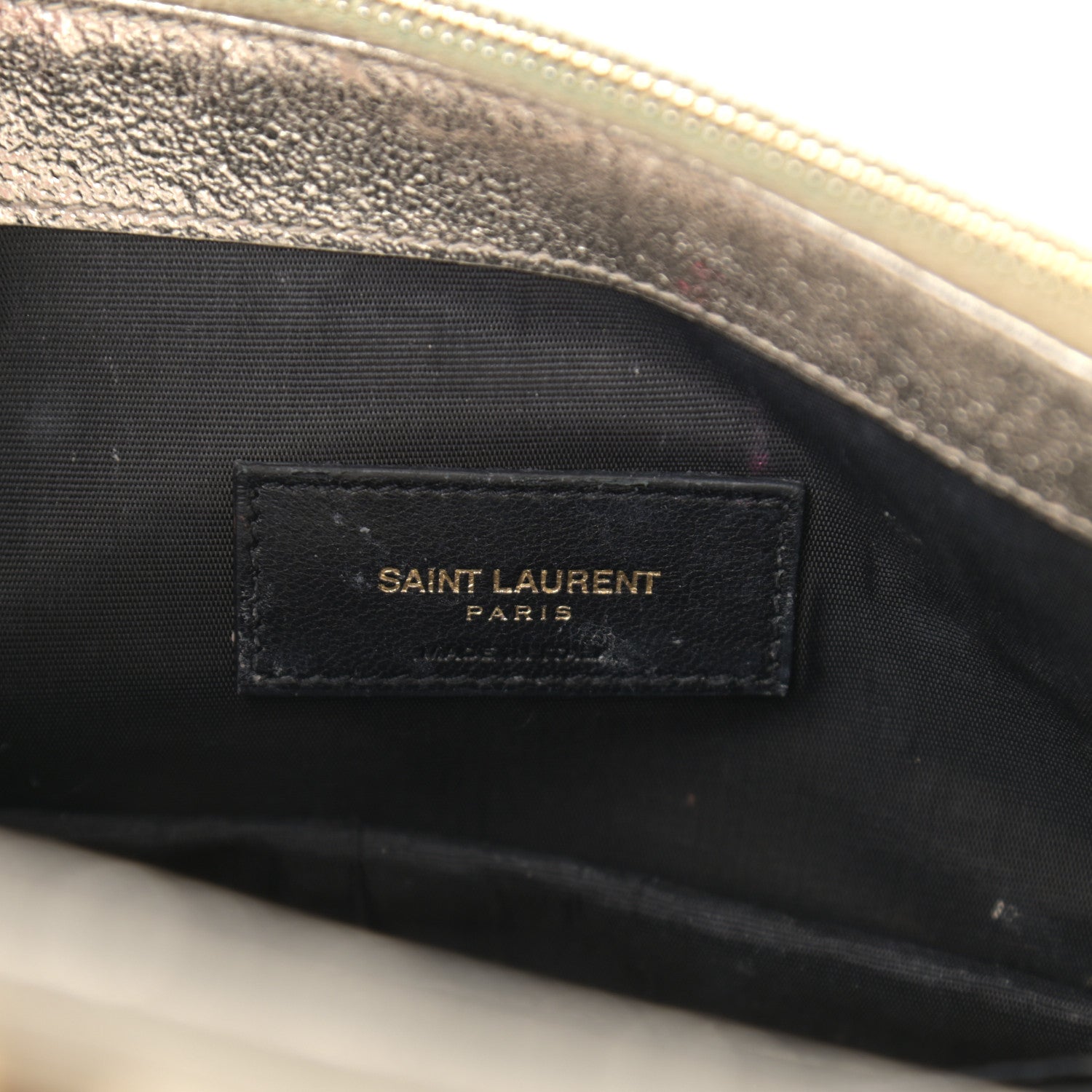 Saint Laurent Metallic Crackled Calfskin Matelasse Chevron Monogram Envelope Chain Wallet Gold 6 of 14