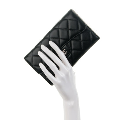 Chanel Lambskin Quilted Large Flap Wallet Black 2 of 8
