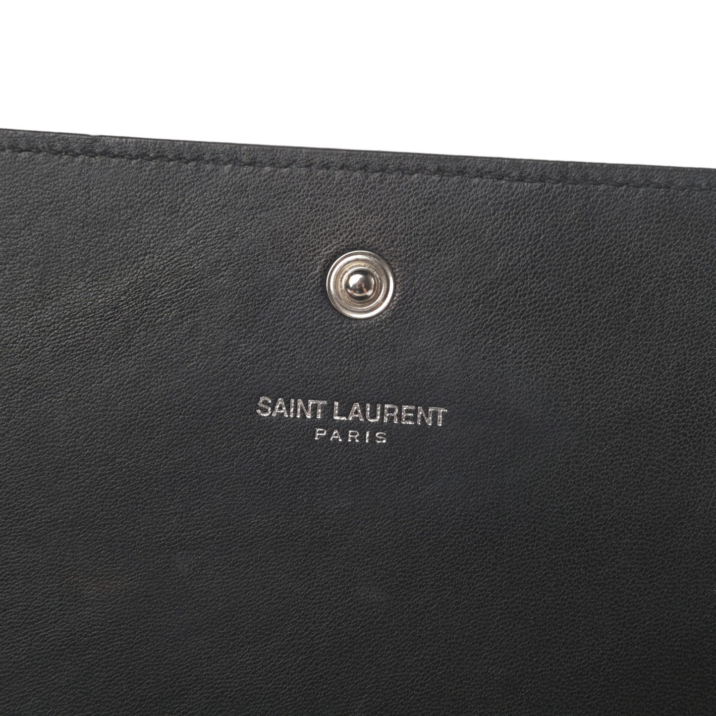 Calfskin Crocodile Embossed Monogram Chain Wallet Black