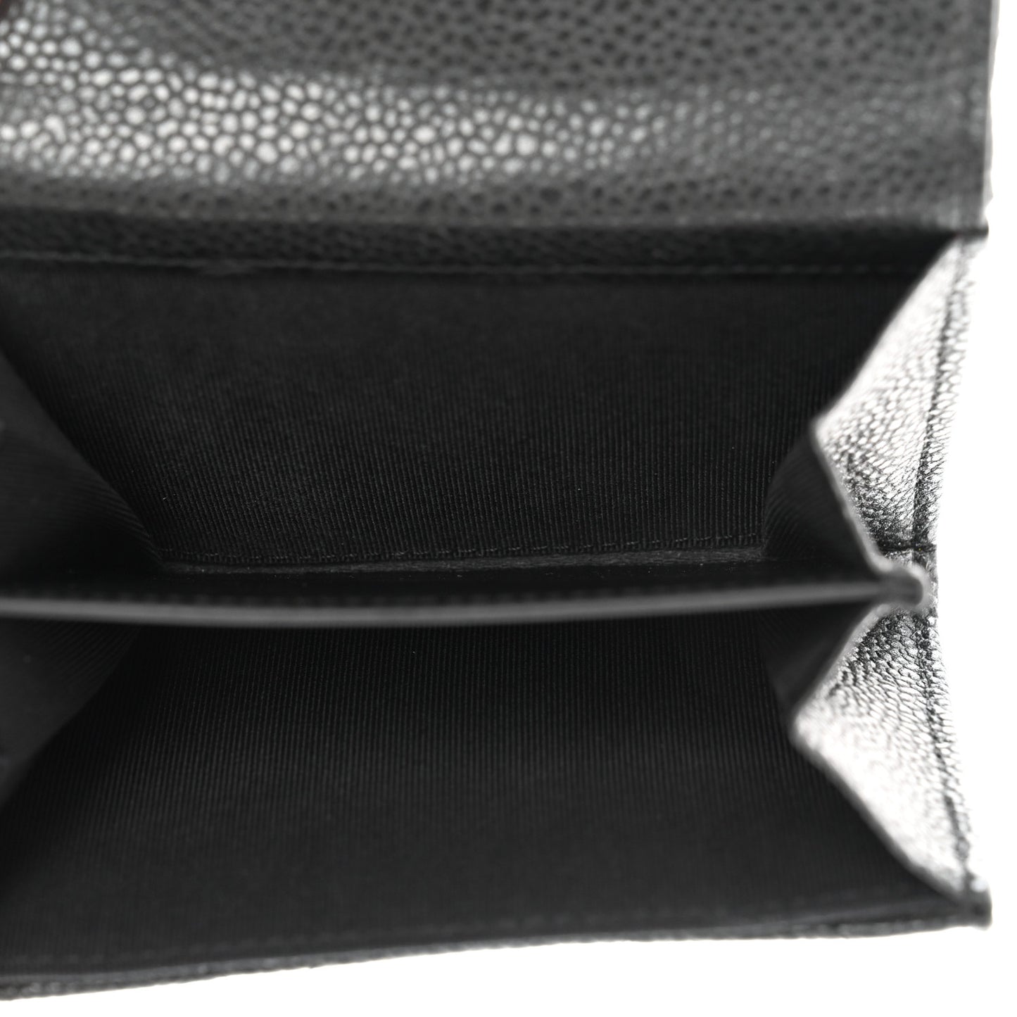 Caviar Quilted Flap Card Holder Wallet Black