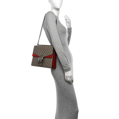 Gucci GG Supreme Monogram Suede Cudu Medium Dionysus Shoulder Bag Beige Ebony Vulcanic Red 2 of 16