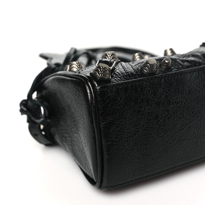 Balenciaga Agneau Arena Crystal Neo Nano Cagole Handbag Black 10 of 12