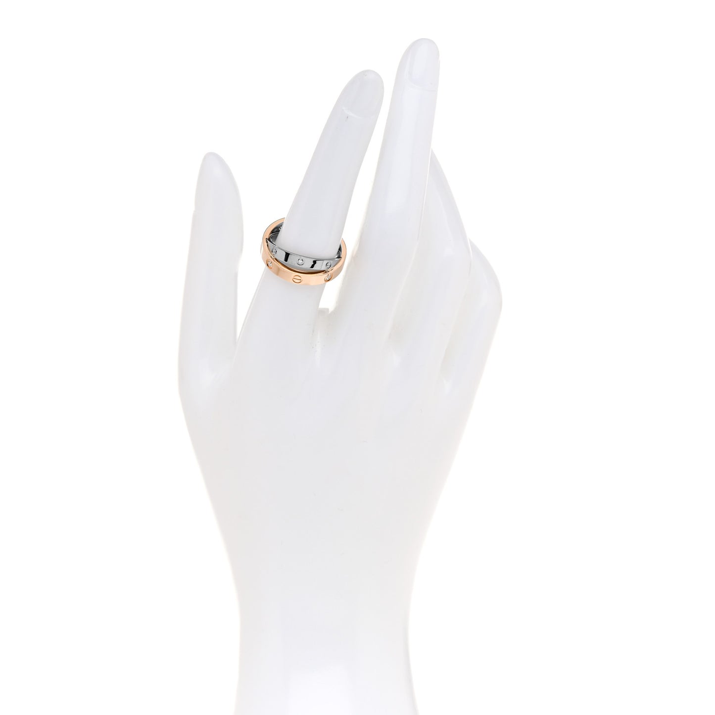 18K Pink White Gold 6 Diamond LOVE Ring 53 6.5