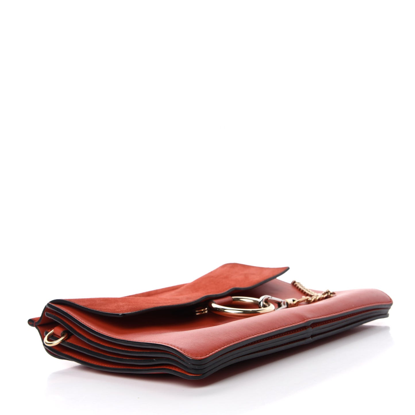 Calfskin Suede Medium Faye Shoulder Bag Sepia Red