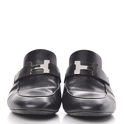 Hermes Goatskin Paradis Mules 37 Black 2 of 11