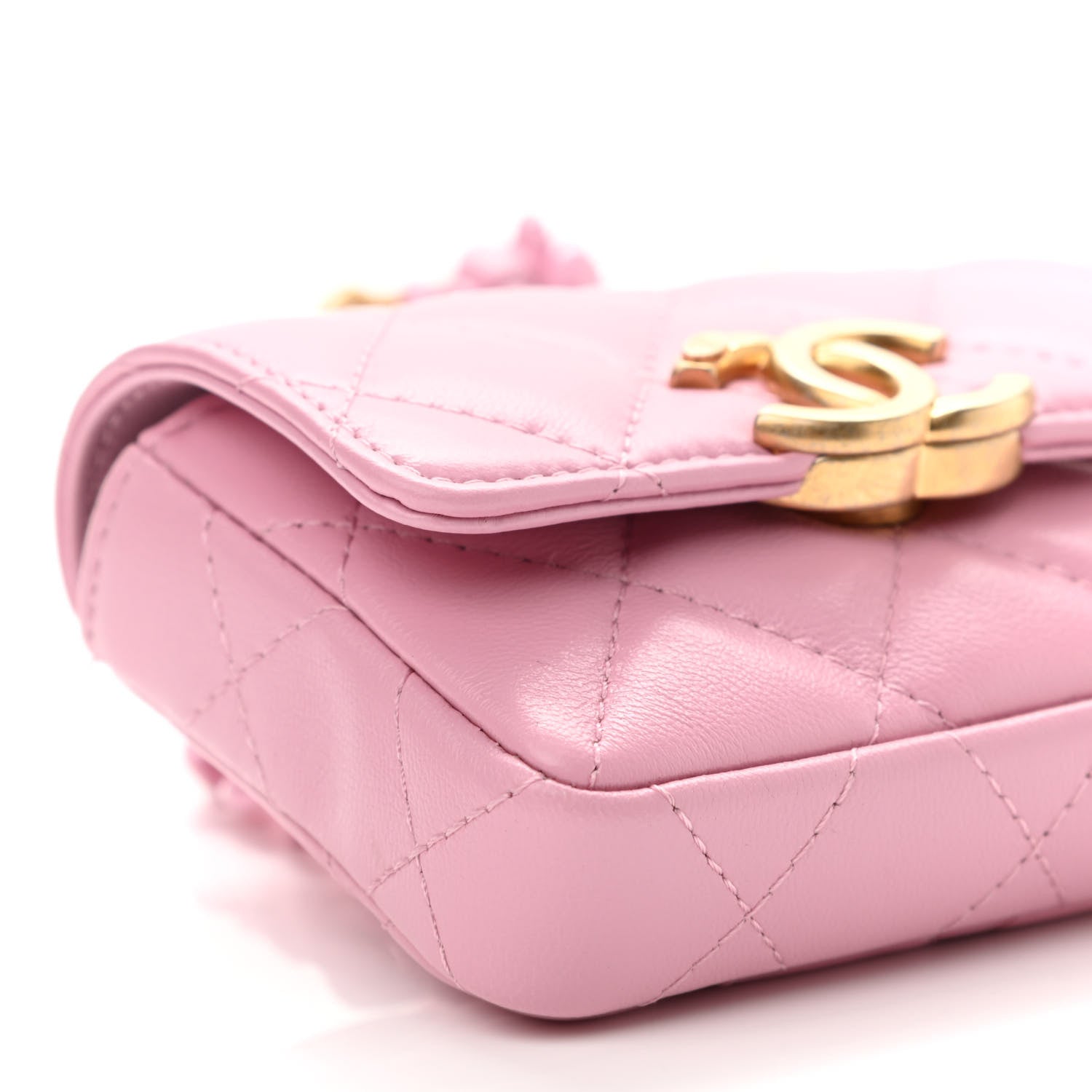 Chanel Lambskin Lacquered Metal Quilted Flap Chain Belt Bag Pink 9 of 11