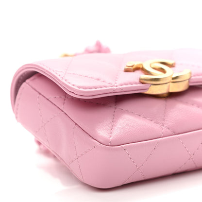 Chanel Lambskin Lacquered Metal Quilted Flap Chain Belt Bag Pink 9 of 11