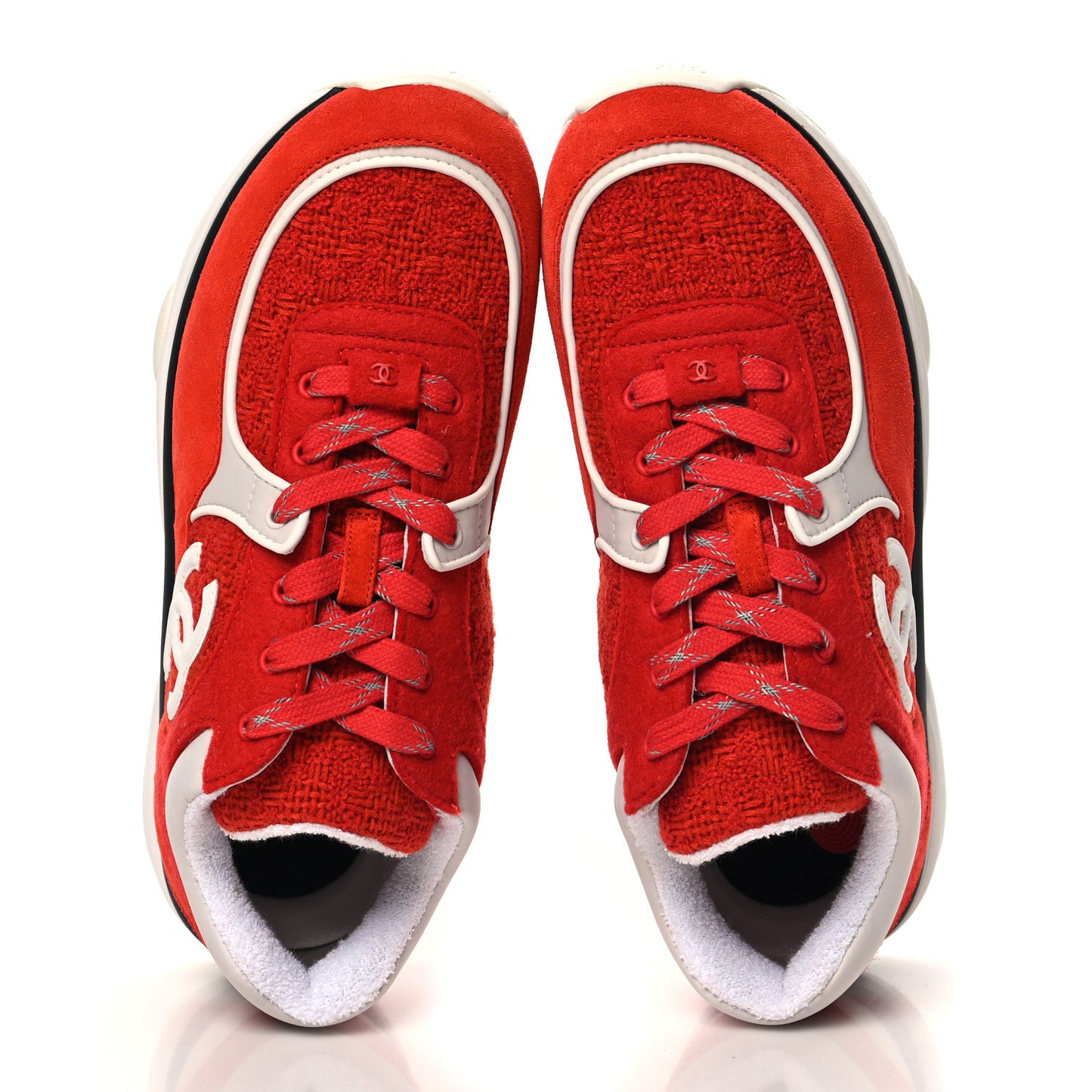 Tweed Suede Felt CC Sneakers 40 Red