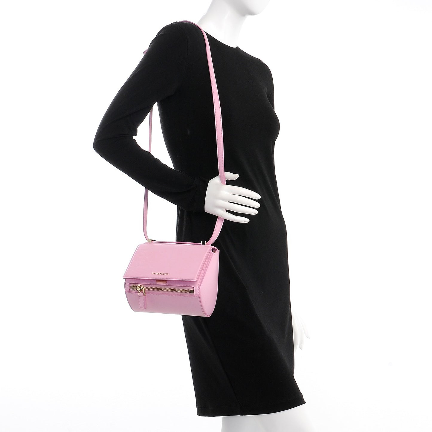 Textured Calfskin Mini Pandora Box Crossbody Bag Bright Pink