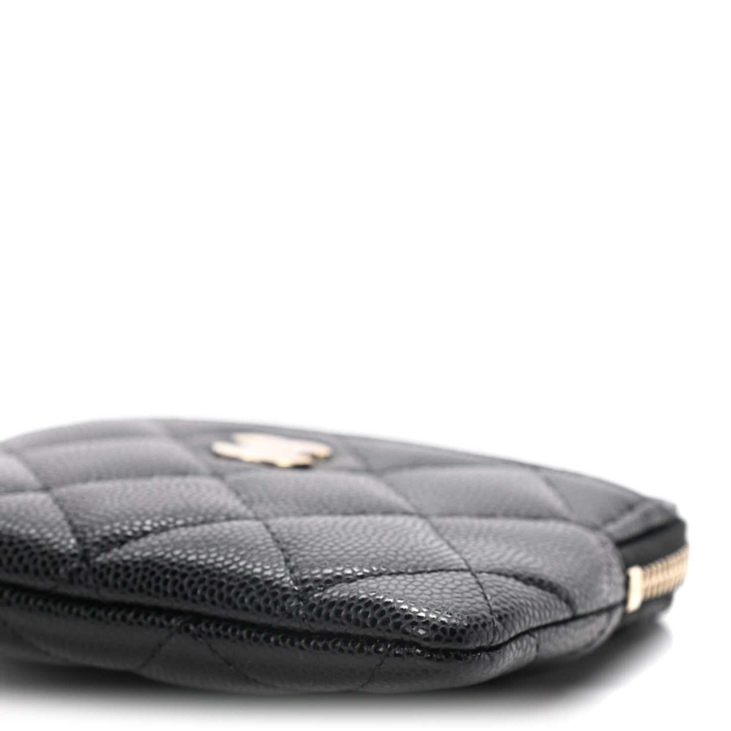 Caviar Quilted Zip Card Holder Wallet Black