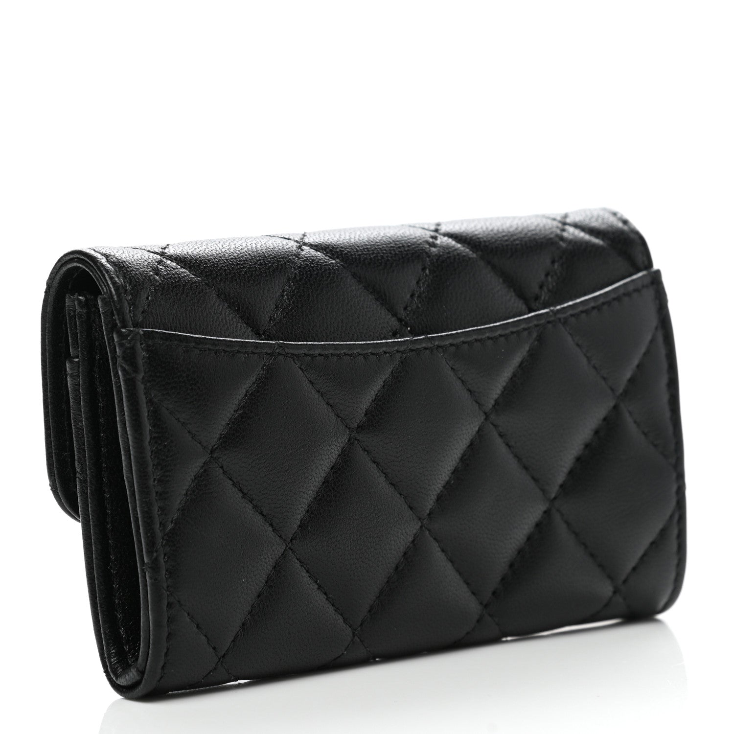 Chanel Lambskin Quilted Flap Card Holder Wallet Black 3 of 9