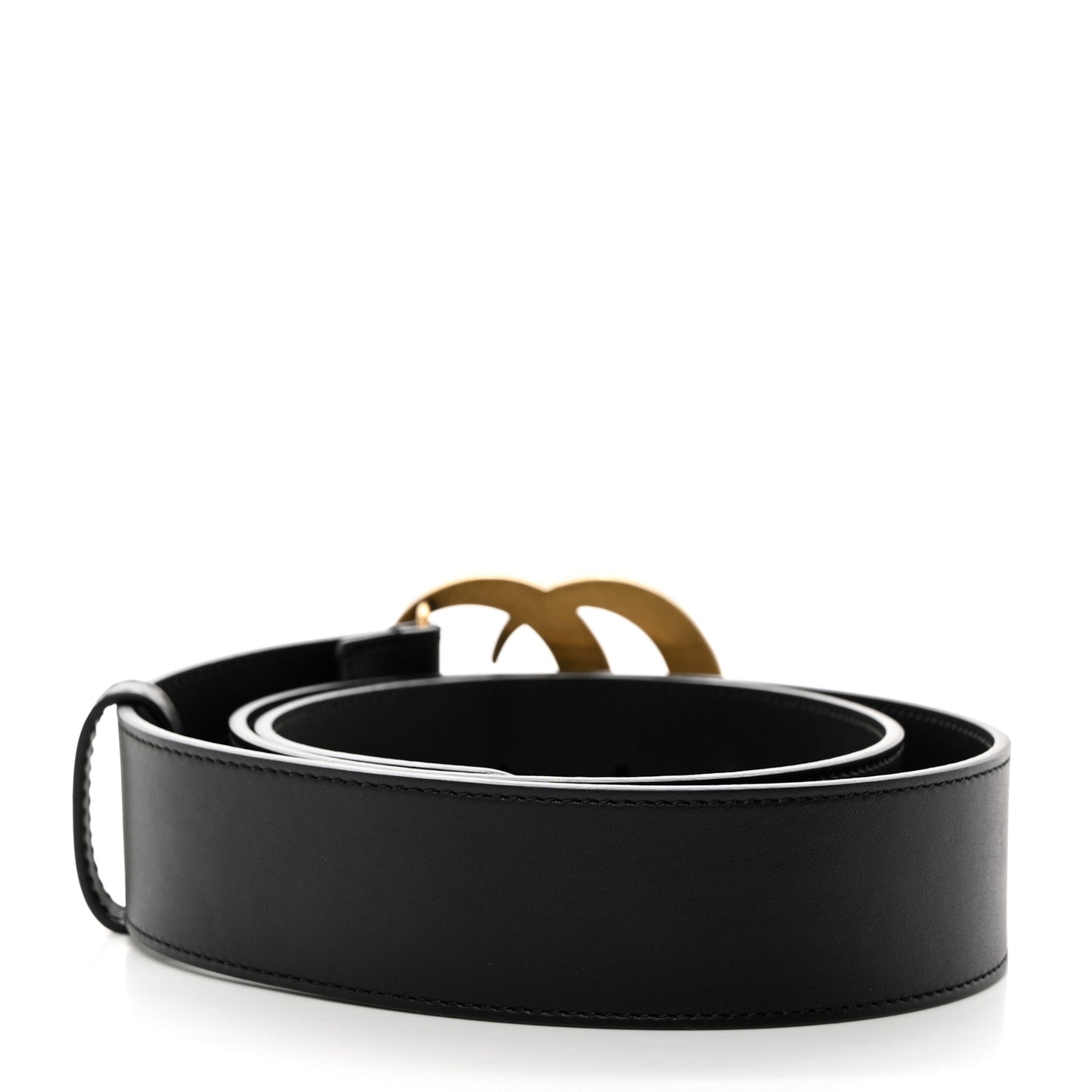 Moon Calfskin Pearl Double G 40mm Belt 90 36 Black Cream