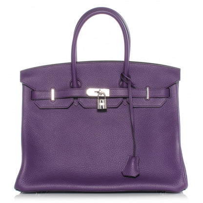 Hermes Taurillon Clemence Birkin 35 Ultraviolet 1 of 10