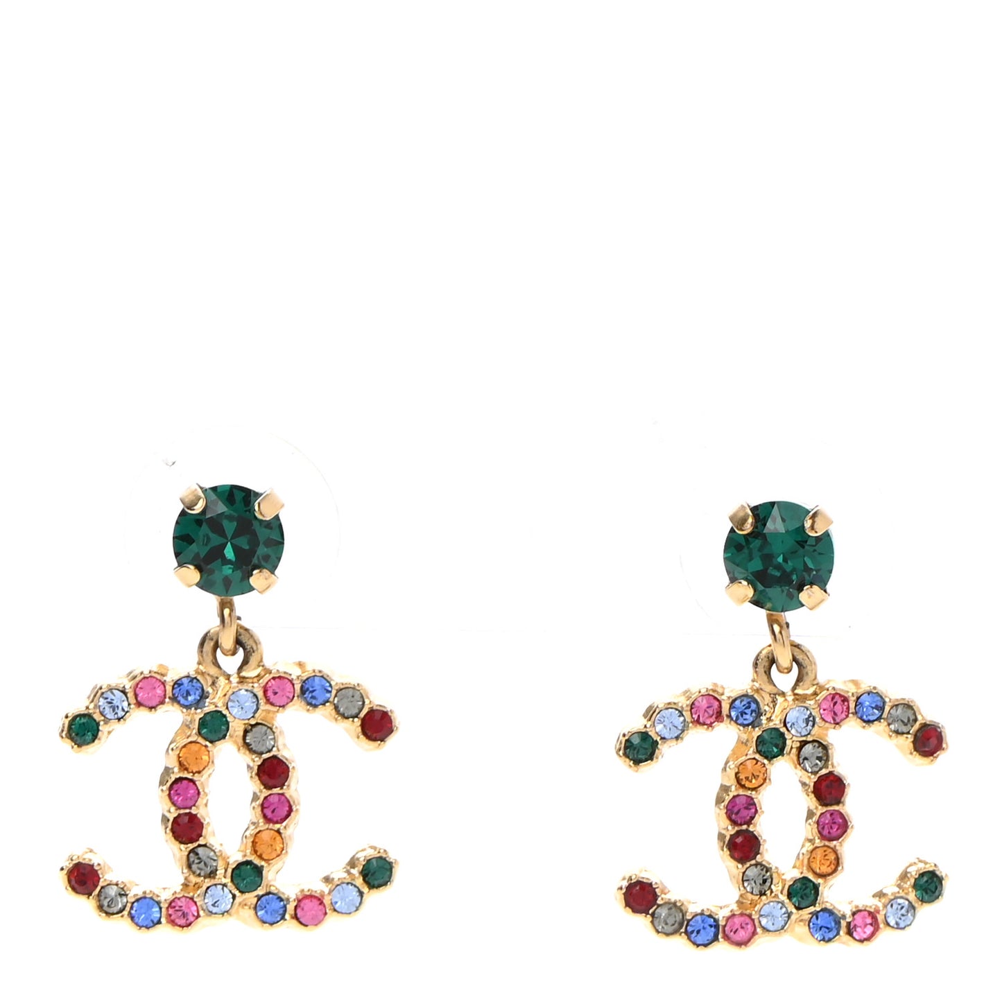 Crystal Over The Rainbow CC Drop Earrings Gold Multicolor