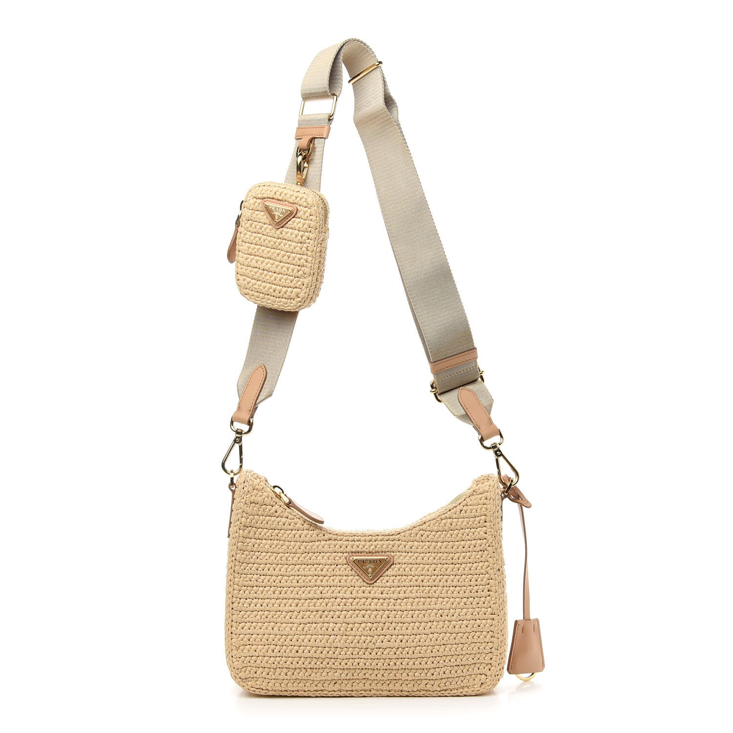 Prada Yarn Raffia Effect Crochet Re-Edition 2005 Shoulder Bag Naturale 1 of 9