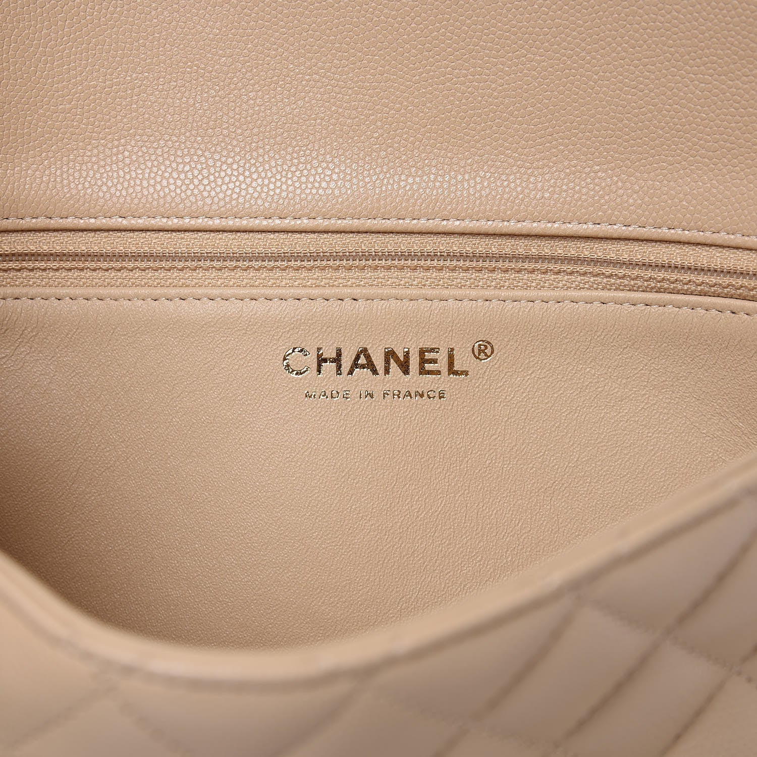 Chanel Caviar Quilted Flap Clutch Beige 6 of 8