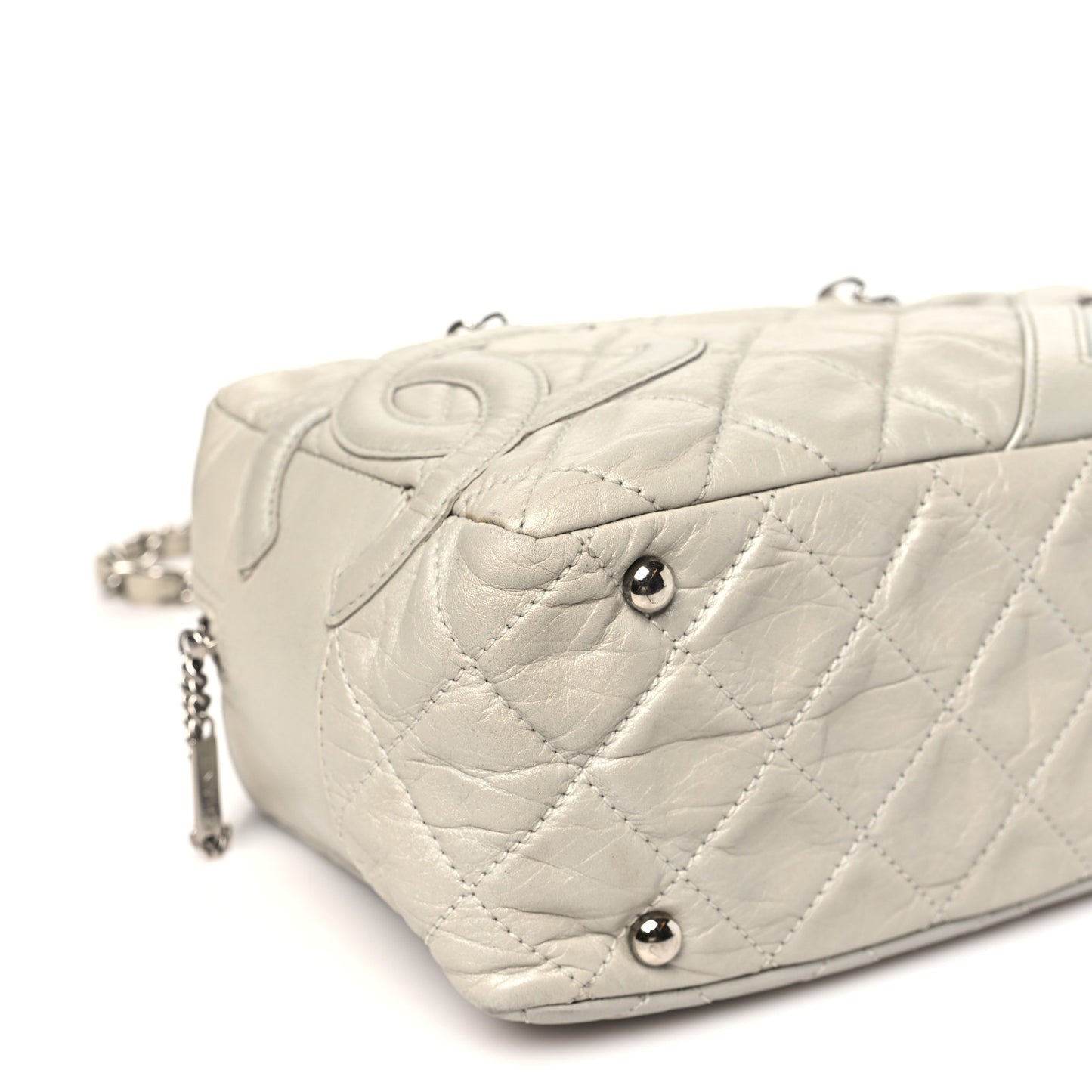 Aged Calfskin Quilted Cotton Club Bowler Pearl