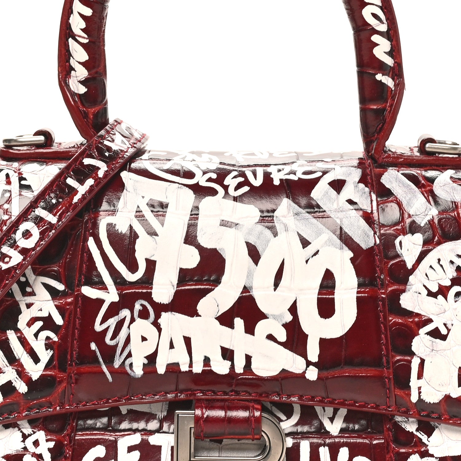Balenciaga Crocodile Embossed Calfskin Graffiti Hourglass Top