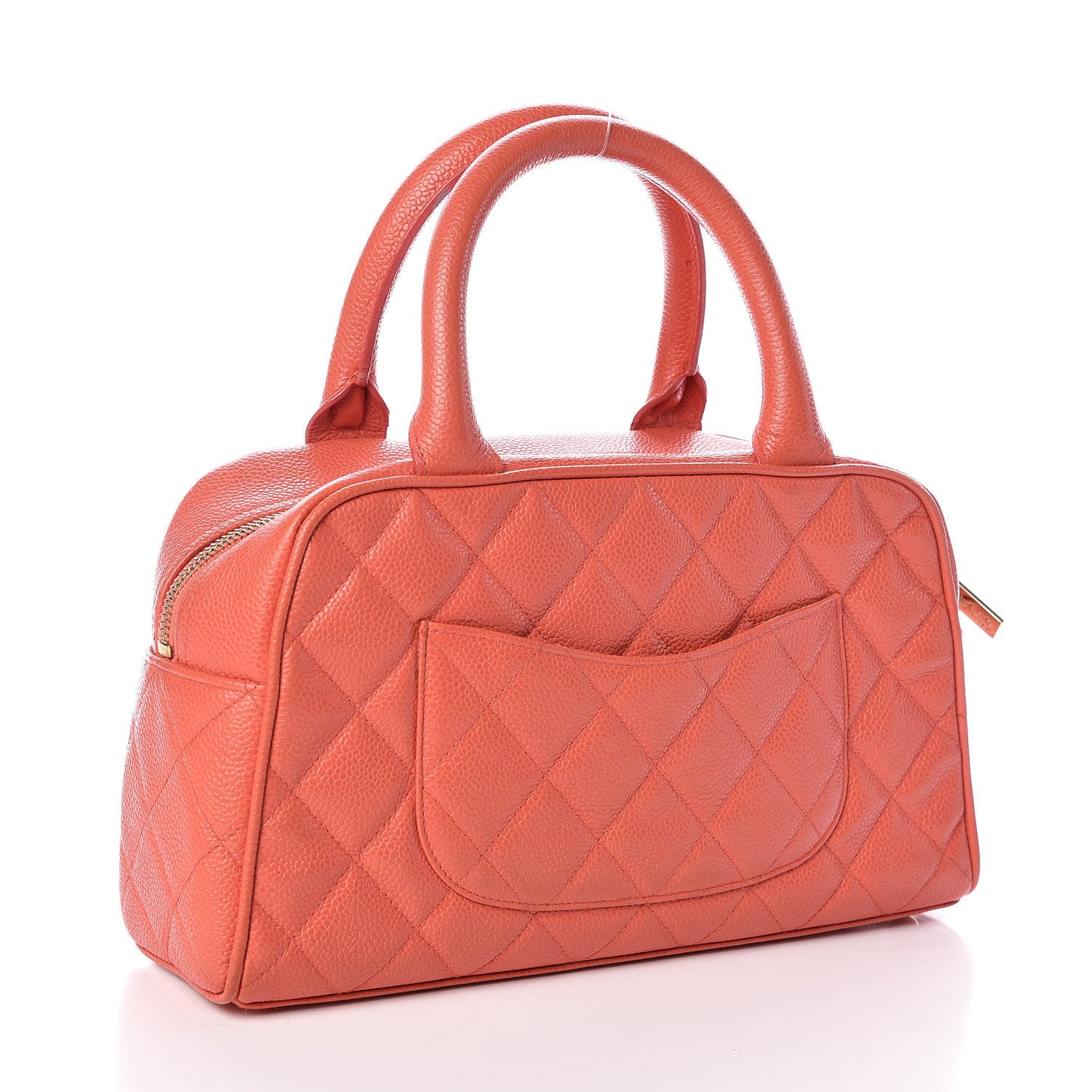 Caviar Quilted Small Bowler Coral