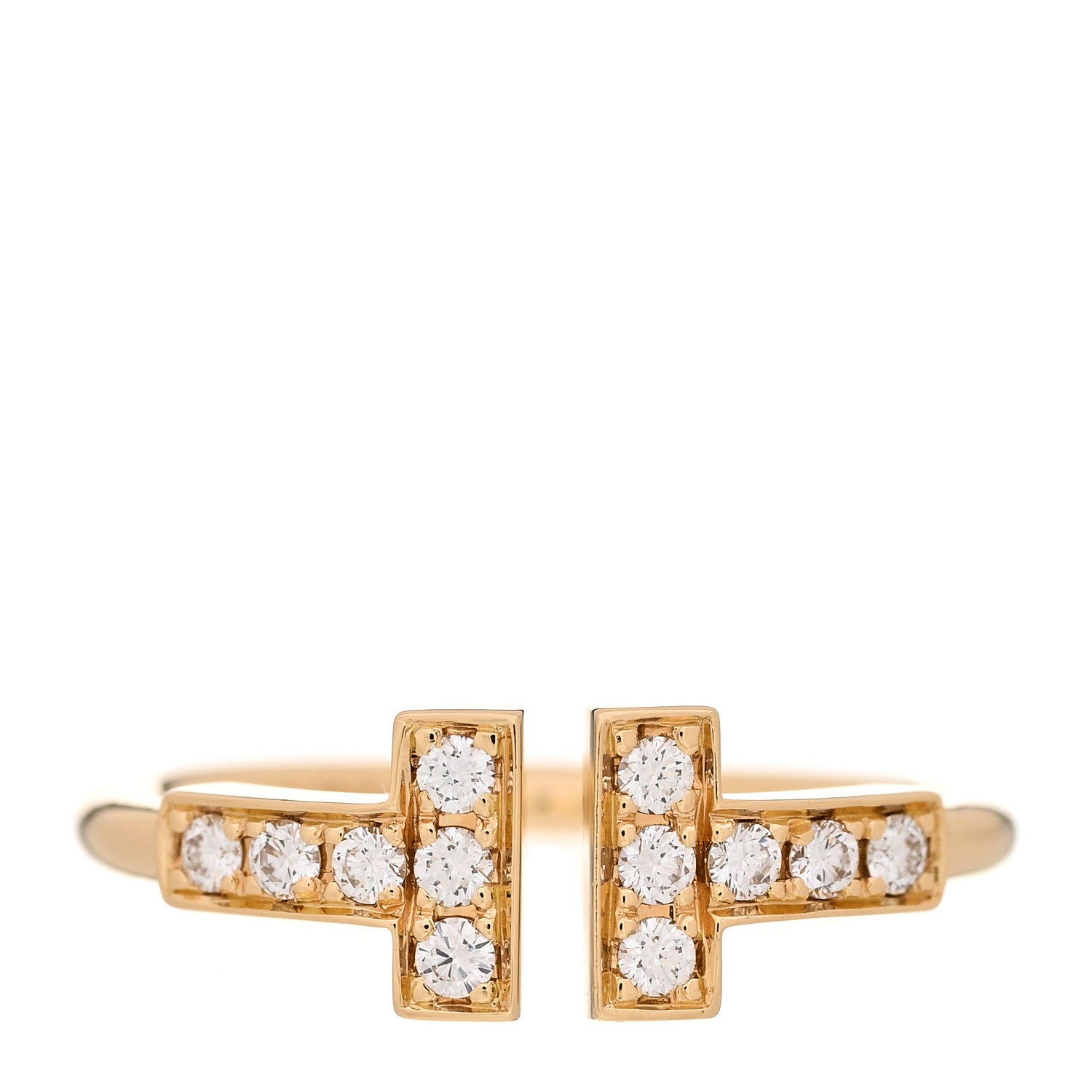 Tiffany 18K Yellow Gold Diamond T Wire Ring 47 4 1 of 6