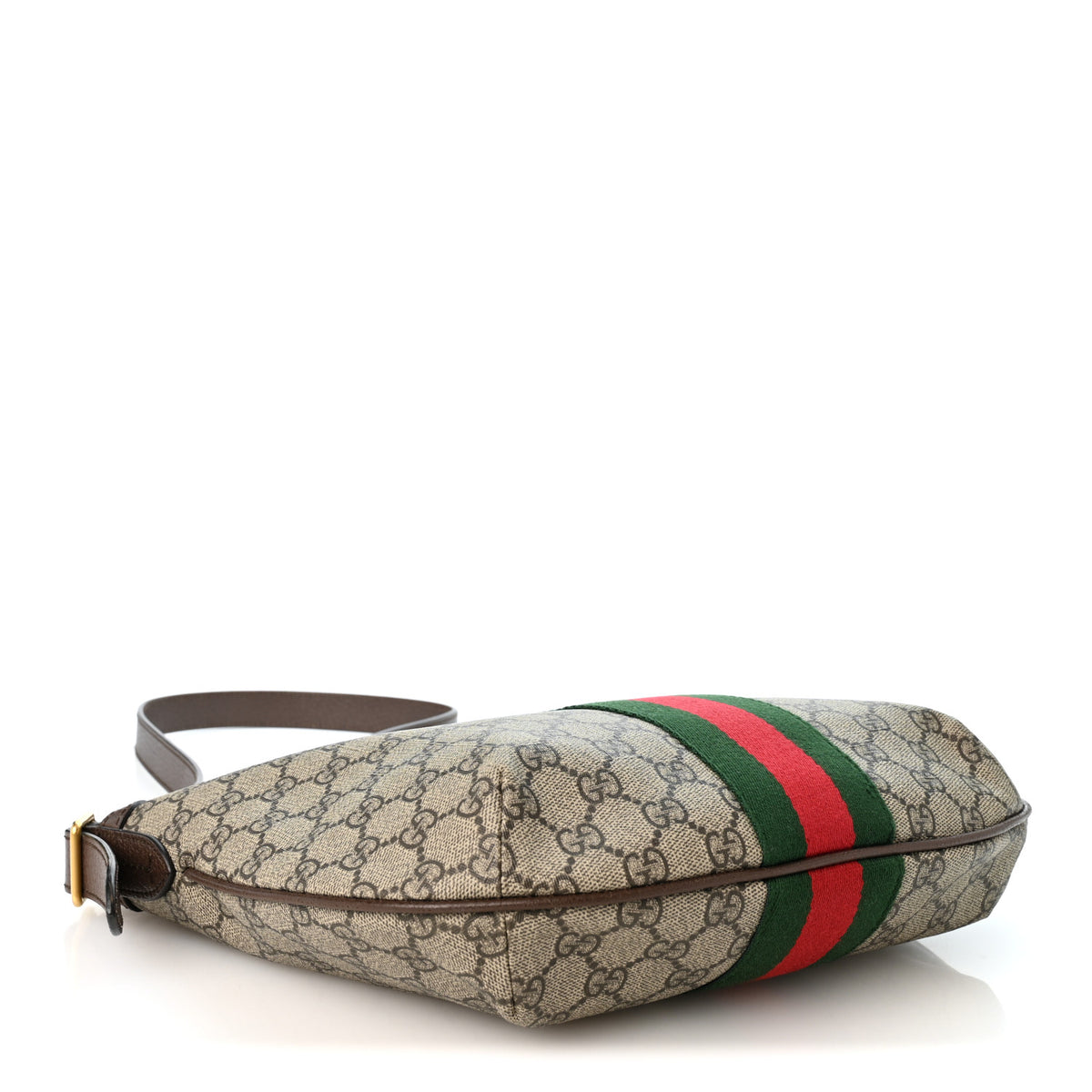 GG Supreme Monogram Web Small Ophidia Half Moon Hobo Brown